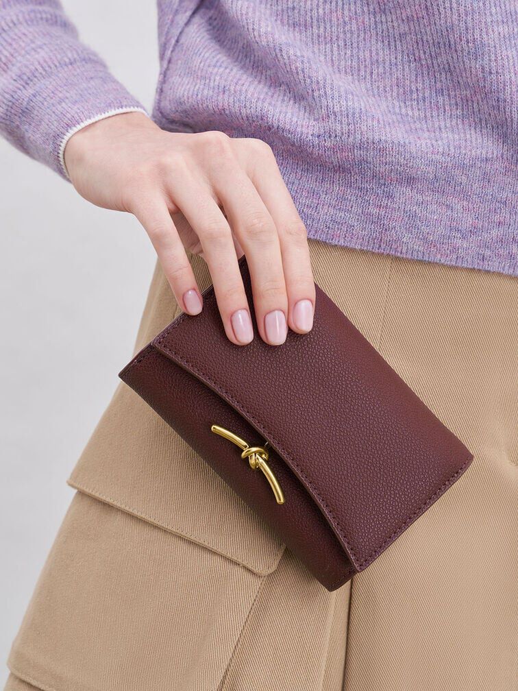 CHARLES & KEITH Sale / Huxley Metallic-Knot Wallet - Dark Chocolate
