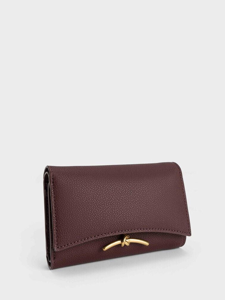 CHARLES & KEITH Sale / Huxley Metallic-Knot Wallet - Dark Chocolate