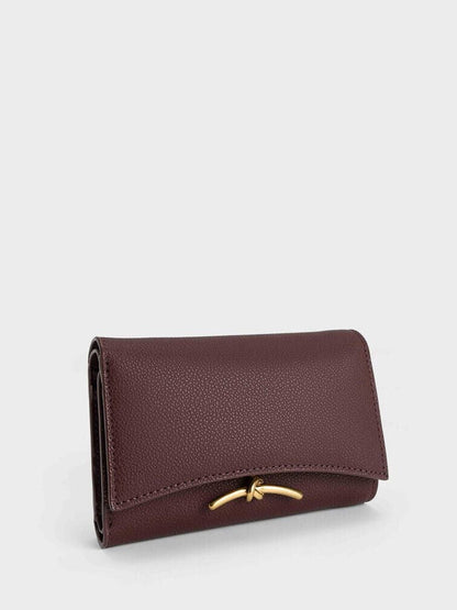 CHARLES & KEITH Sale / Huxley Metallic-Knot Wallet - Dark Chocolate