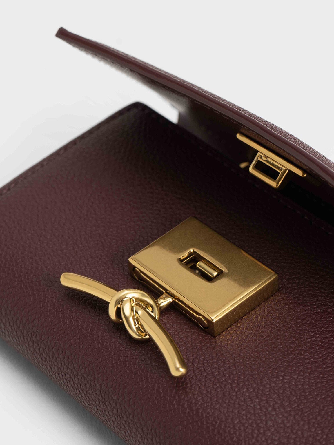 CHARLES & KEITH Sale / Huxley Metallic-Knot Wallet - Dark Chocolate
