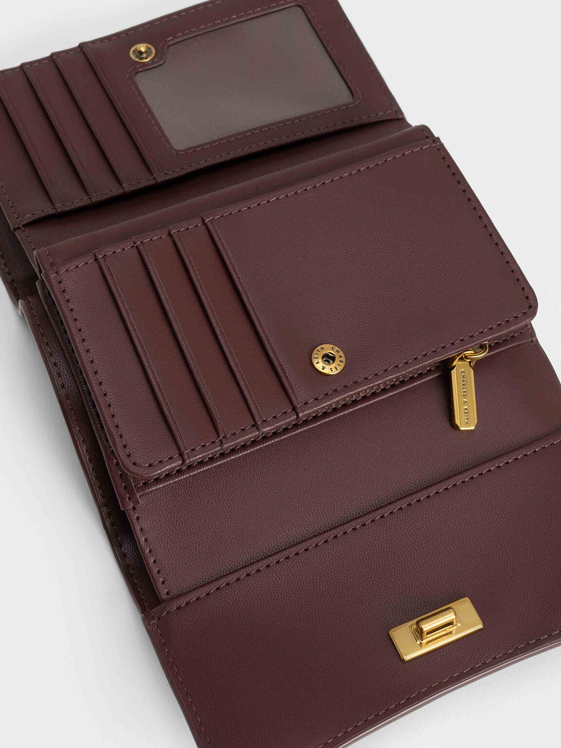 CHARLES & KEITH Sale / Huxley Metallic-Knot Wallet - Dark Chocolate