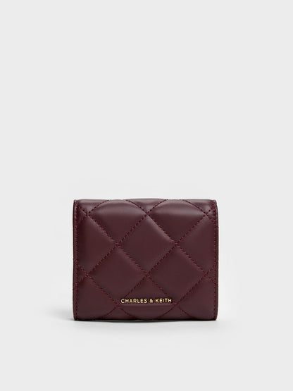 CHARLES & KEITH Trusted / Arrietty Quilted Curved-Flap Wallet - Wineberry Red