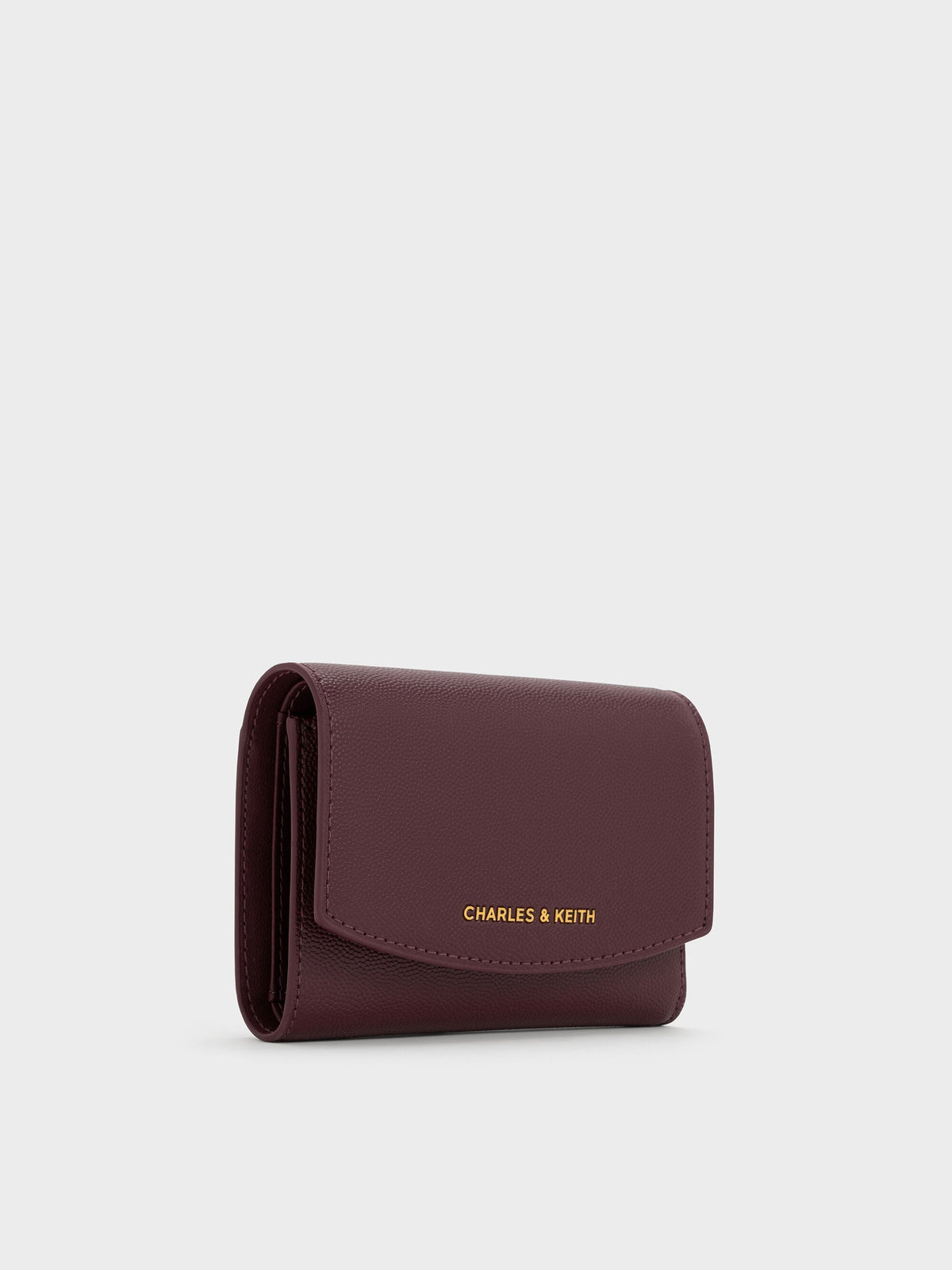 CHARLES & KEITH Latest / Briony Curved Flap Wallet - Wineberry Red