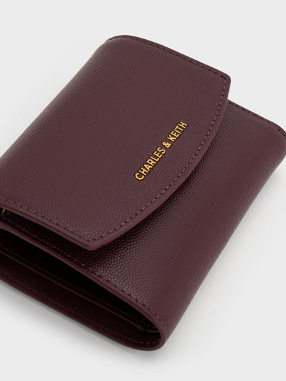 CHARLES & KEITH Latest / Briony Curved Flap Wallet - Wineberry Red