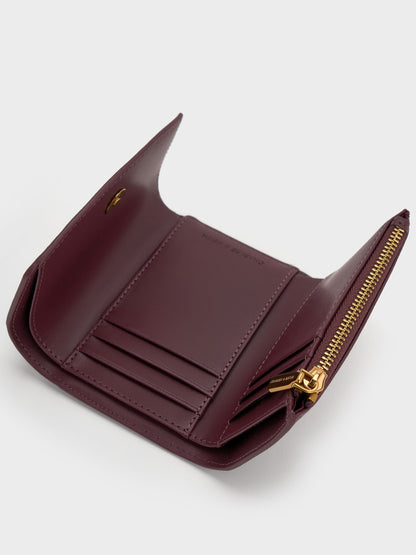 CHARLES & KEITH Latest / Briony Curved Flap Wallet - Wineberry Red