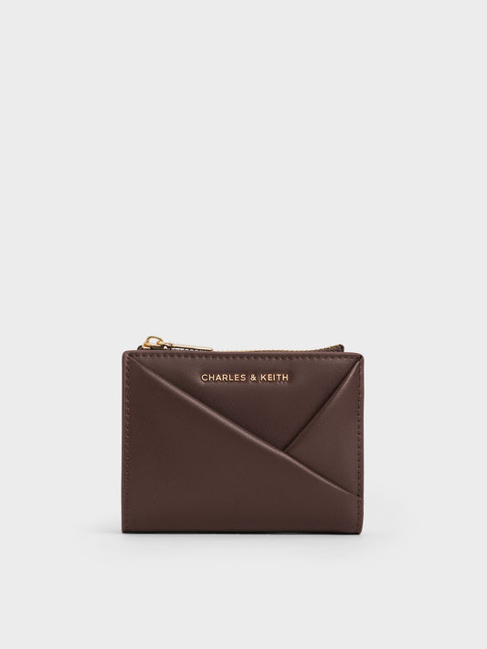 CHARLES & KEITH Quality / Midori Geometric Top-Zip Wallet - Espresso Brown