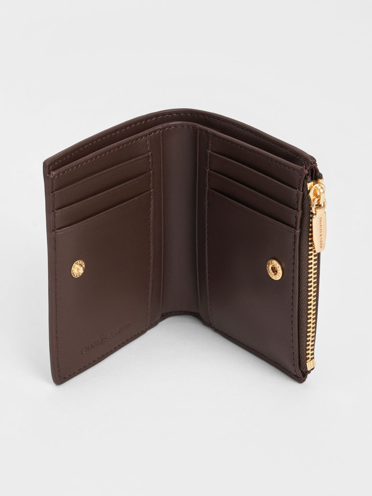 CHARLES & KEITH Quality / Midori Geometric Top-Zip Wallet - Espresso Brown