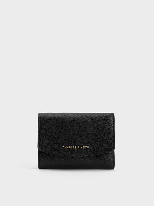 CHARLES & KEITH Hot Sale / Briony Curved Flap Wallet - Black