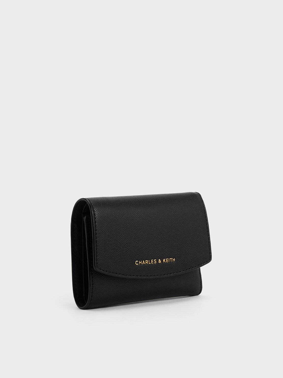 CHARLES & KEITH Hot Sale / Briony Curved Flap Wallet - Black