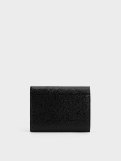 CHARLES & KEITH Hot Sale / Briony Curved Flap Wallet - Black