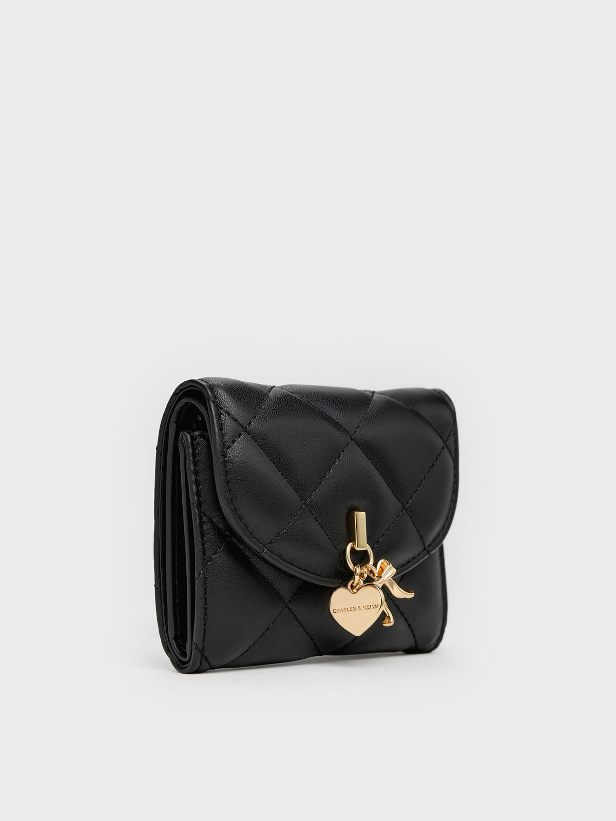 CHARLES & KEITH Recommended / Arrietty Quilted Curved-Flap Wallet - Black
