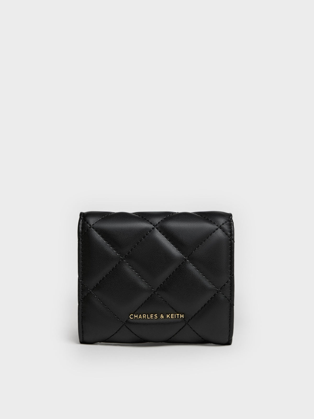 CHARLES & KEITH Recommended / Arrietty Quilted Curved-Flap Wallet - Black