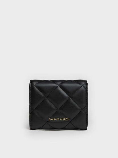 CHARLES & KEITH Recommended / Arrietty Quilted Curved-Flap Wallet - Black
