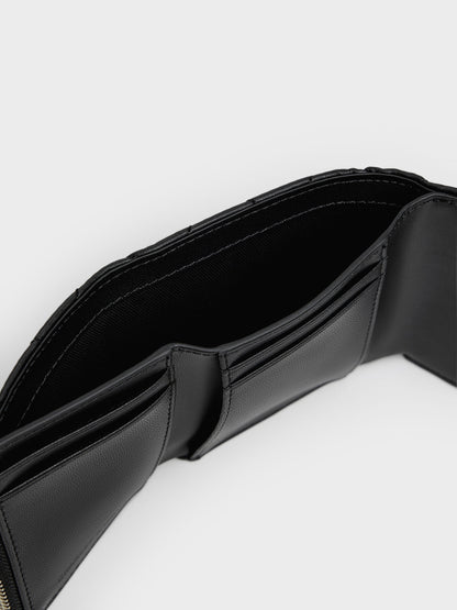 CHARLES & KEITH Recommended / Arrietty Quilted Curved-Flap Wallet - Black