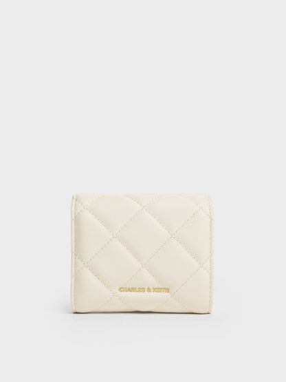 CHARLES & KEITH Premium / Arrietty Quilted Curved-Flap Wallet - Cream