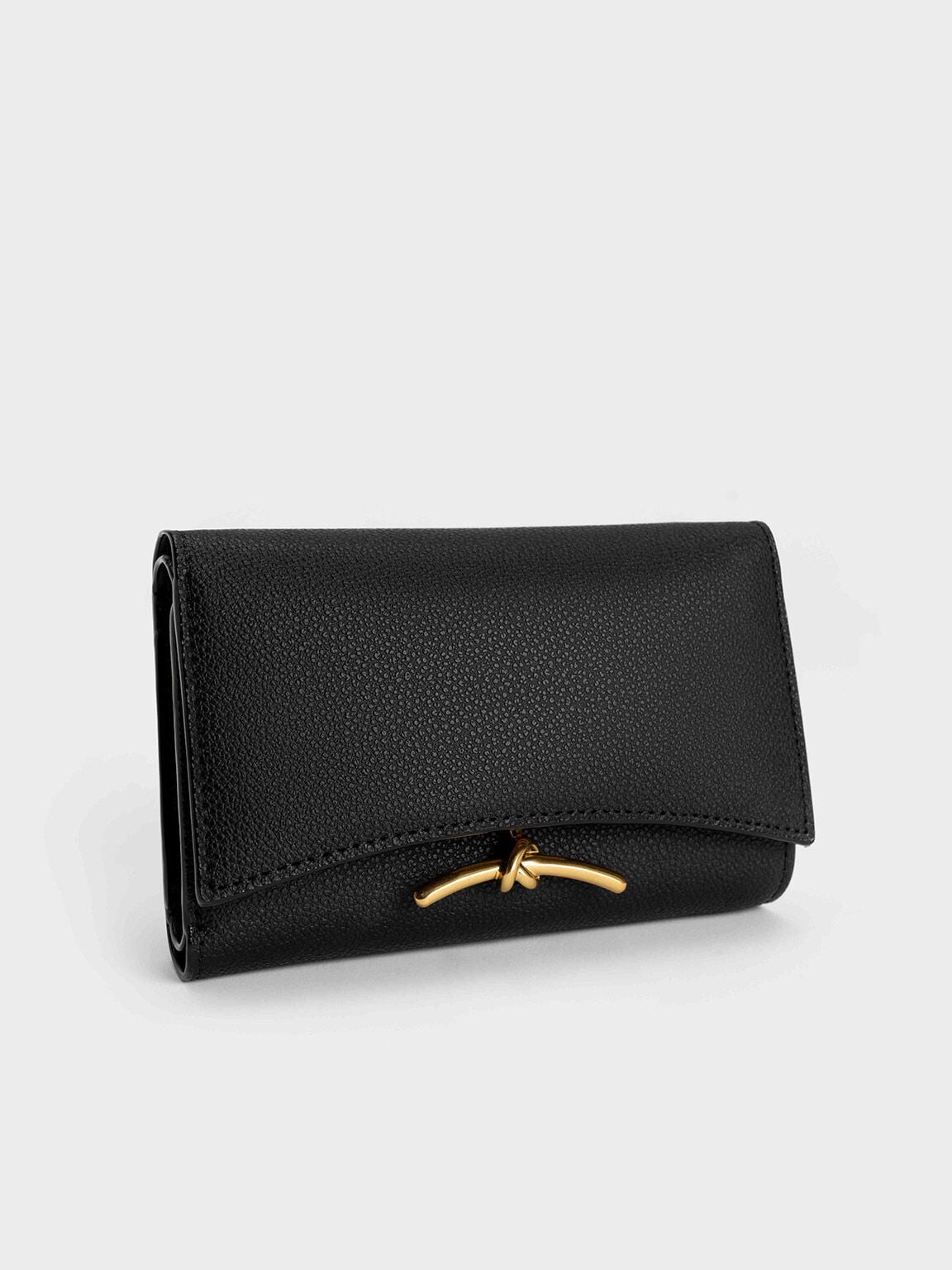 CHARLES & KEITH Classic / Huxley Metallic-Knot Wallet - Black