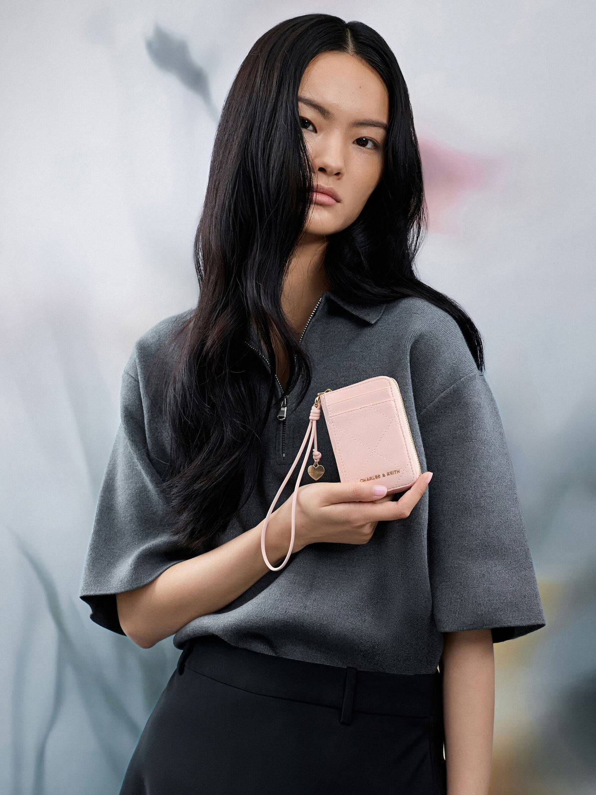 CHARLES & KEITH Everyday / Apfra Quilted Wristlet - Pink