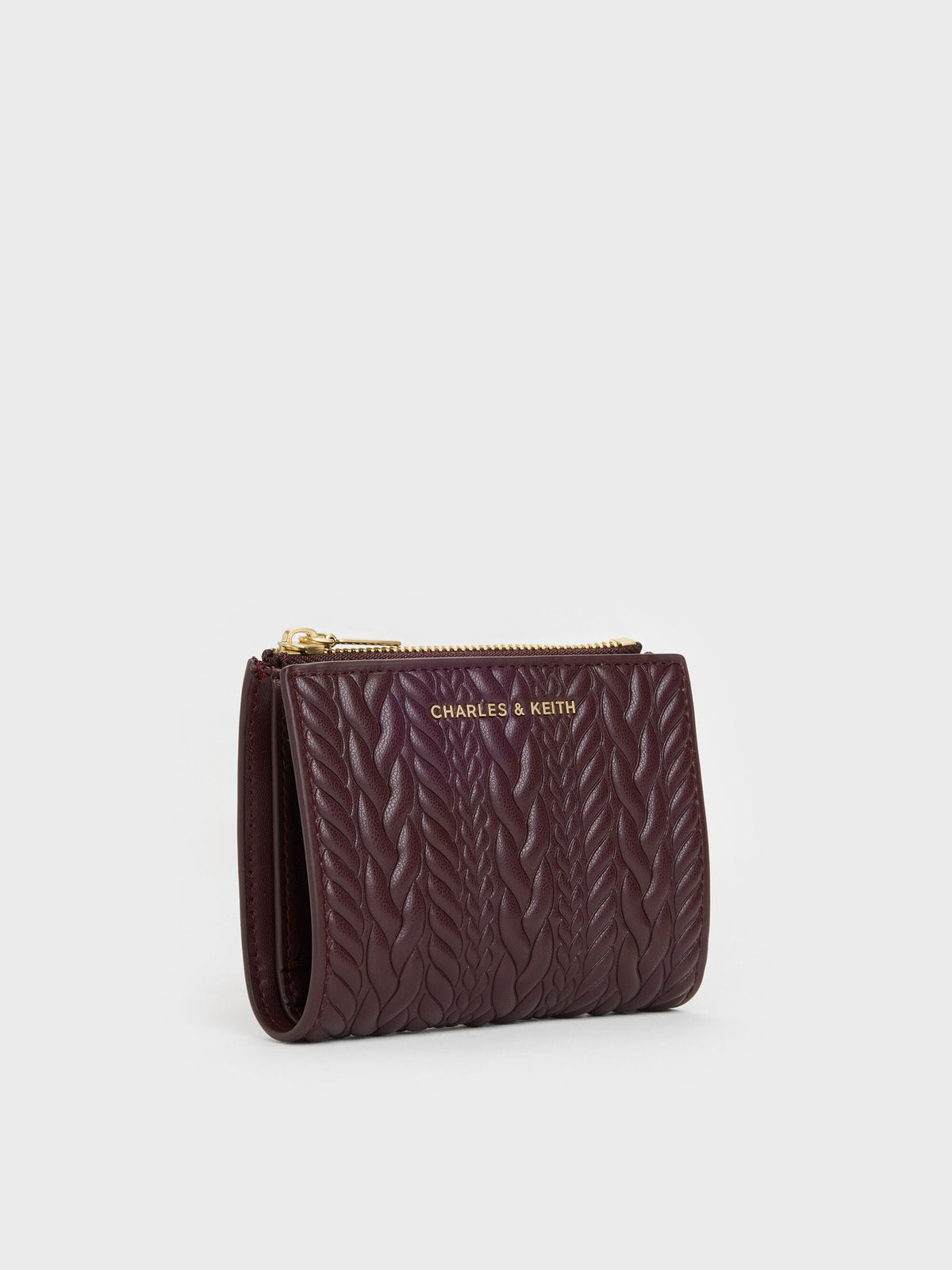CHARLES & KEITH Discount / Apolline Textured Top-Zip Wallet - Wineberry Red