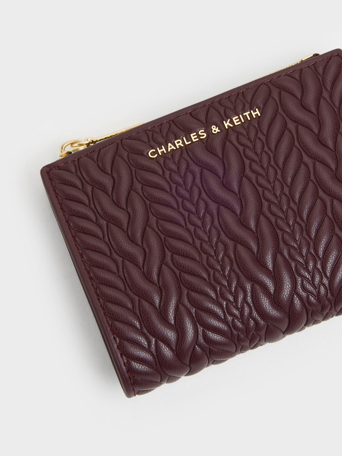 CHARLES & KEITH Discount / Apolline Textured Top-Zip Wallet - Wineberry Red