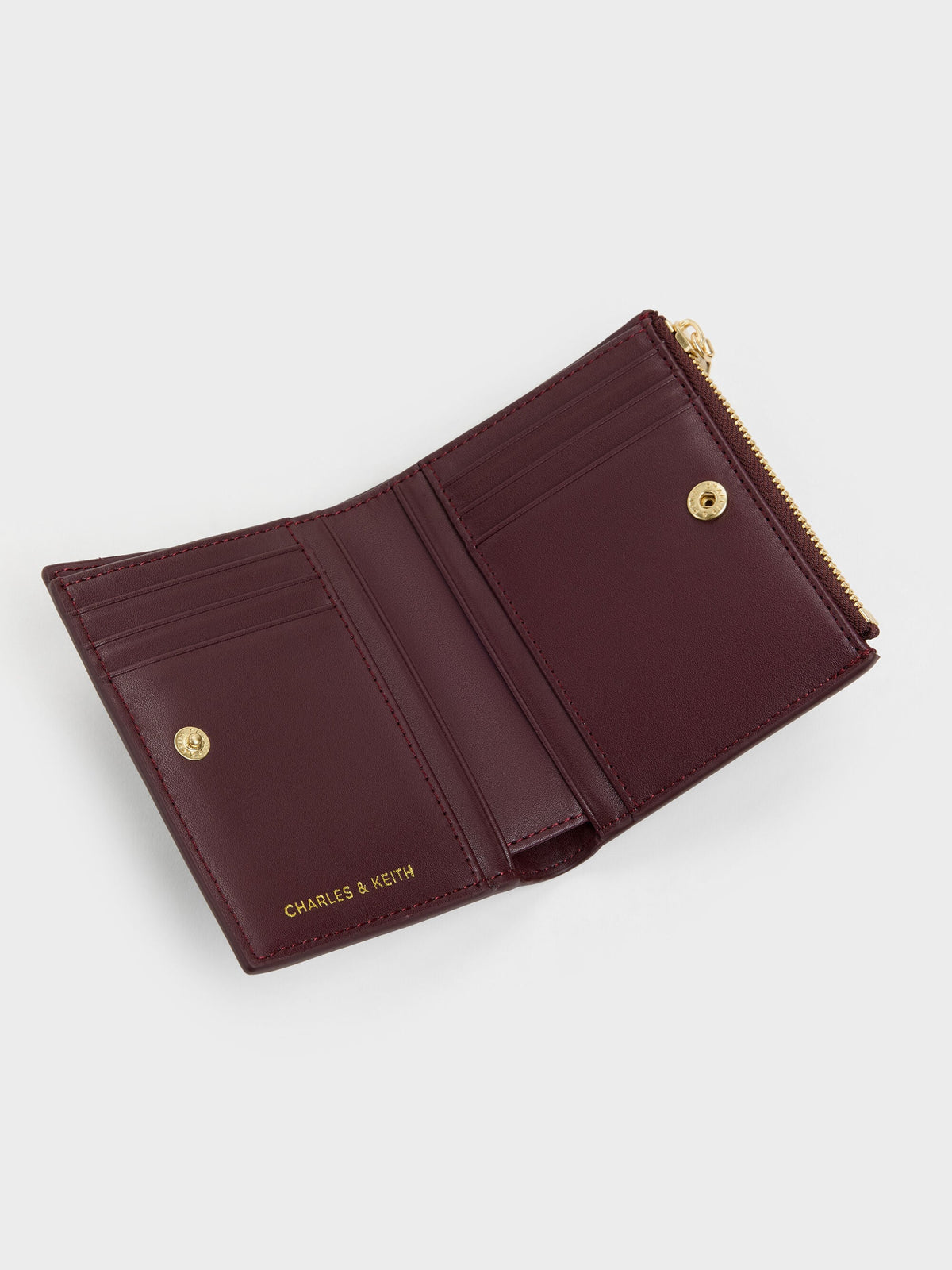 CHARLES & KEITH Discount / Apolline Textured Top-Zip Wallet - Wineberry Red