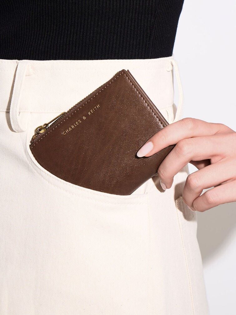 CHARLES & KEITH New / Harmonee Top-Zip Small Wallet - Chocolate