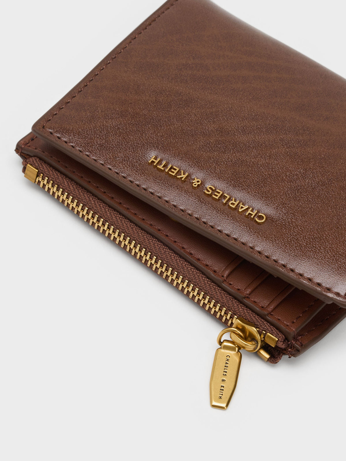 CHARLES & KEITH New / Harmonee Top-Zip Small Wallet - Chocolate
