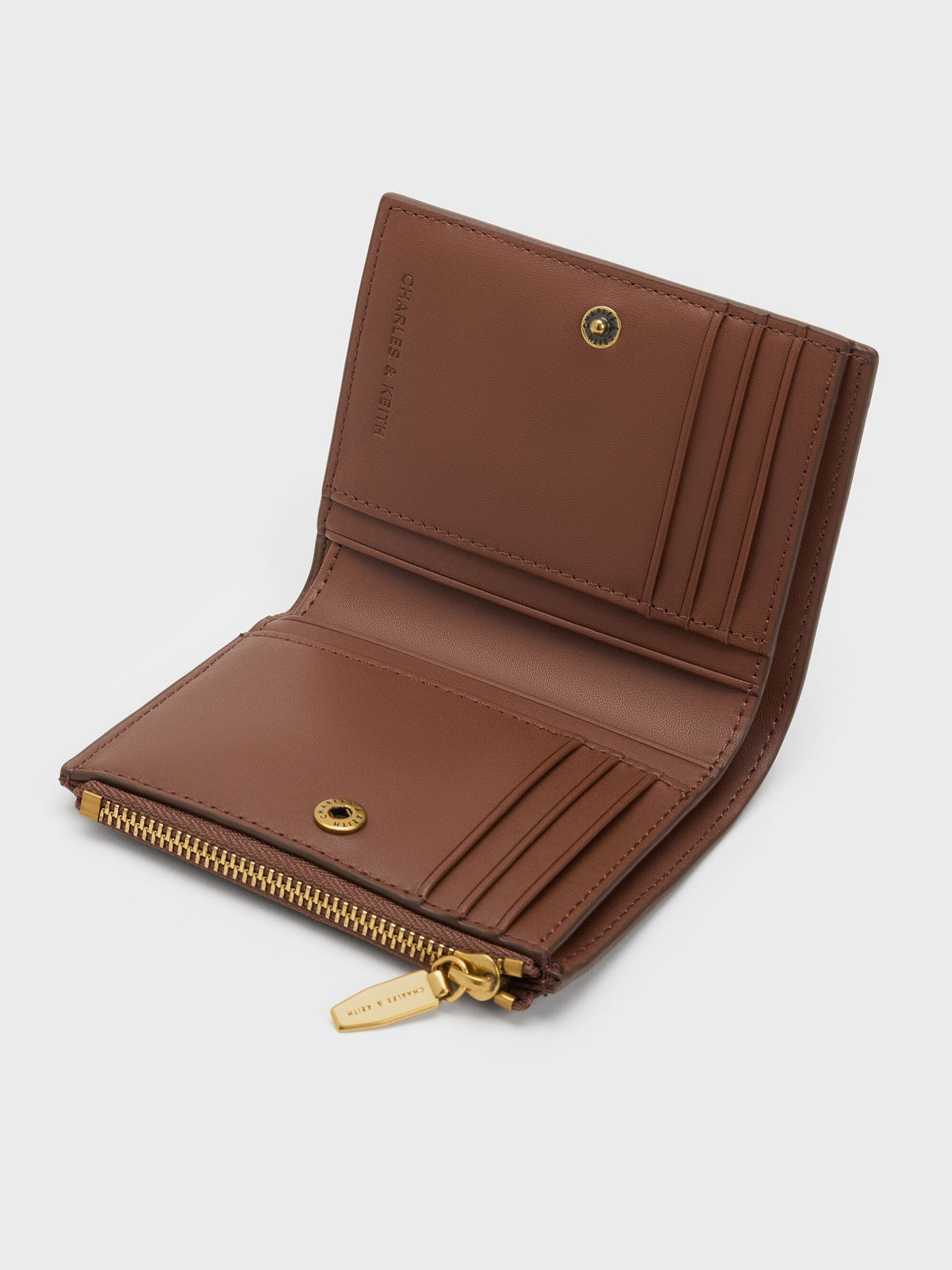 CHARLES & KEITH New / Harmonee Top-Zip Small Wallet - Chocolate