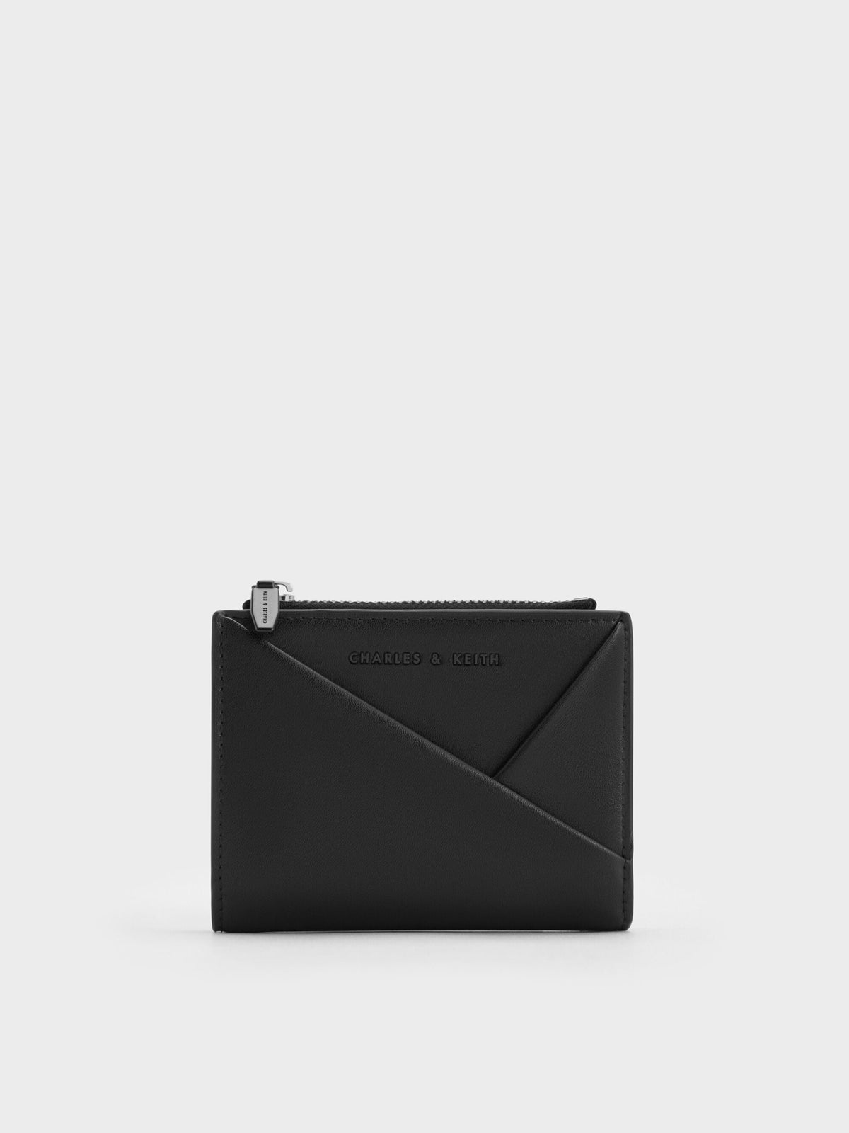 CHARLES & KEITH Essential / Midori Geometric Top-Zip Wallet - Noir