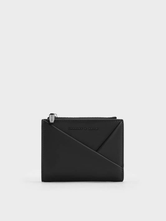 CHARLES & KEITH Essential / Midori Geometric Top-Zip Wallet - Noir