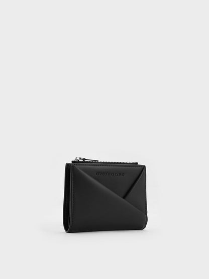 CHARLES & KEITH Essential / Midori Geometric Top-Zip Wallet - Noir