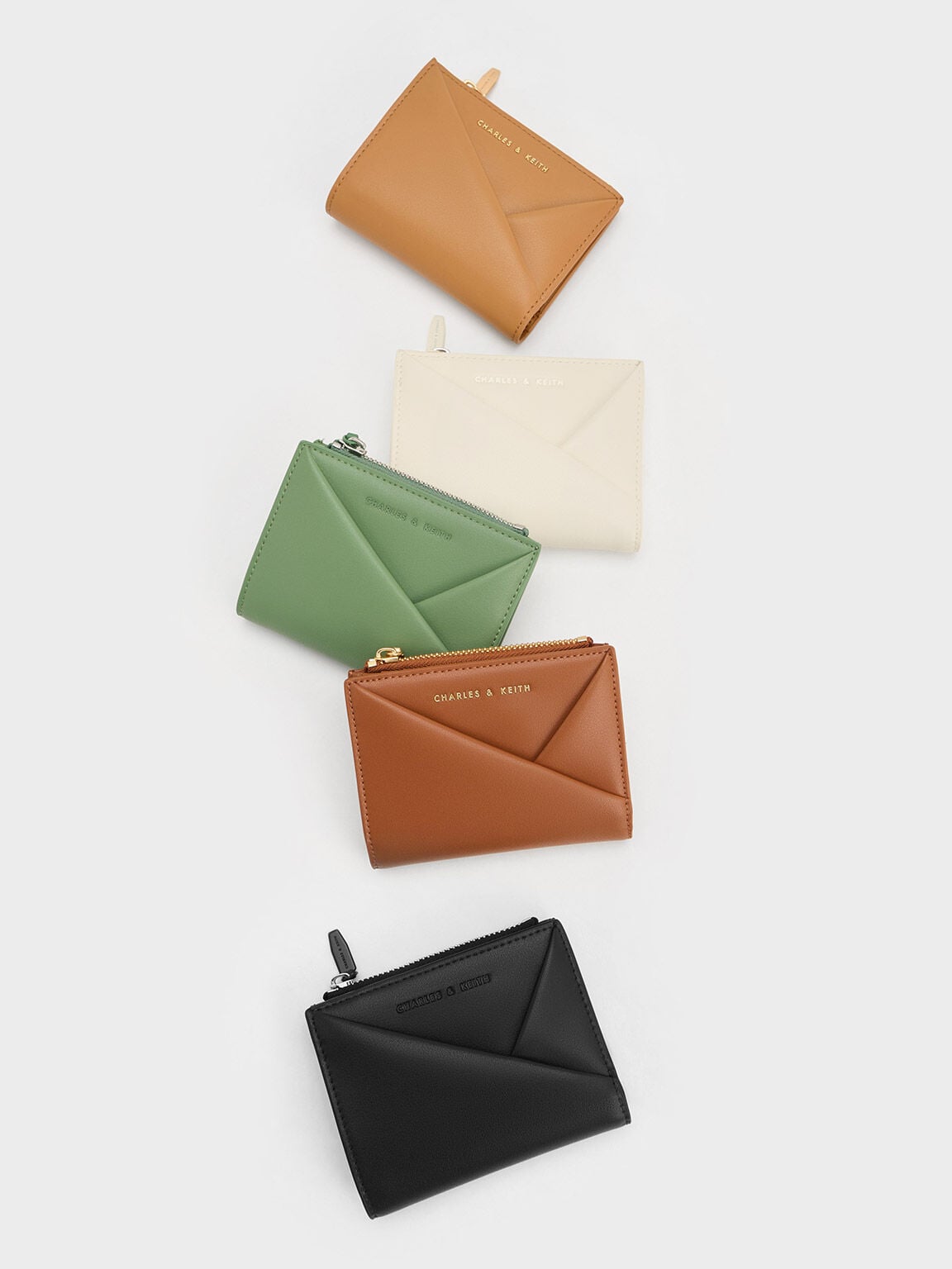 CHARLES & KEITH Essential / Midori Geometric Top-Zip Wallet - Noir