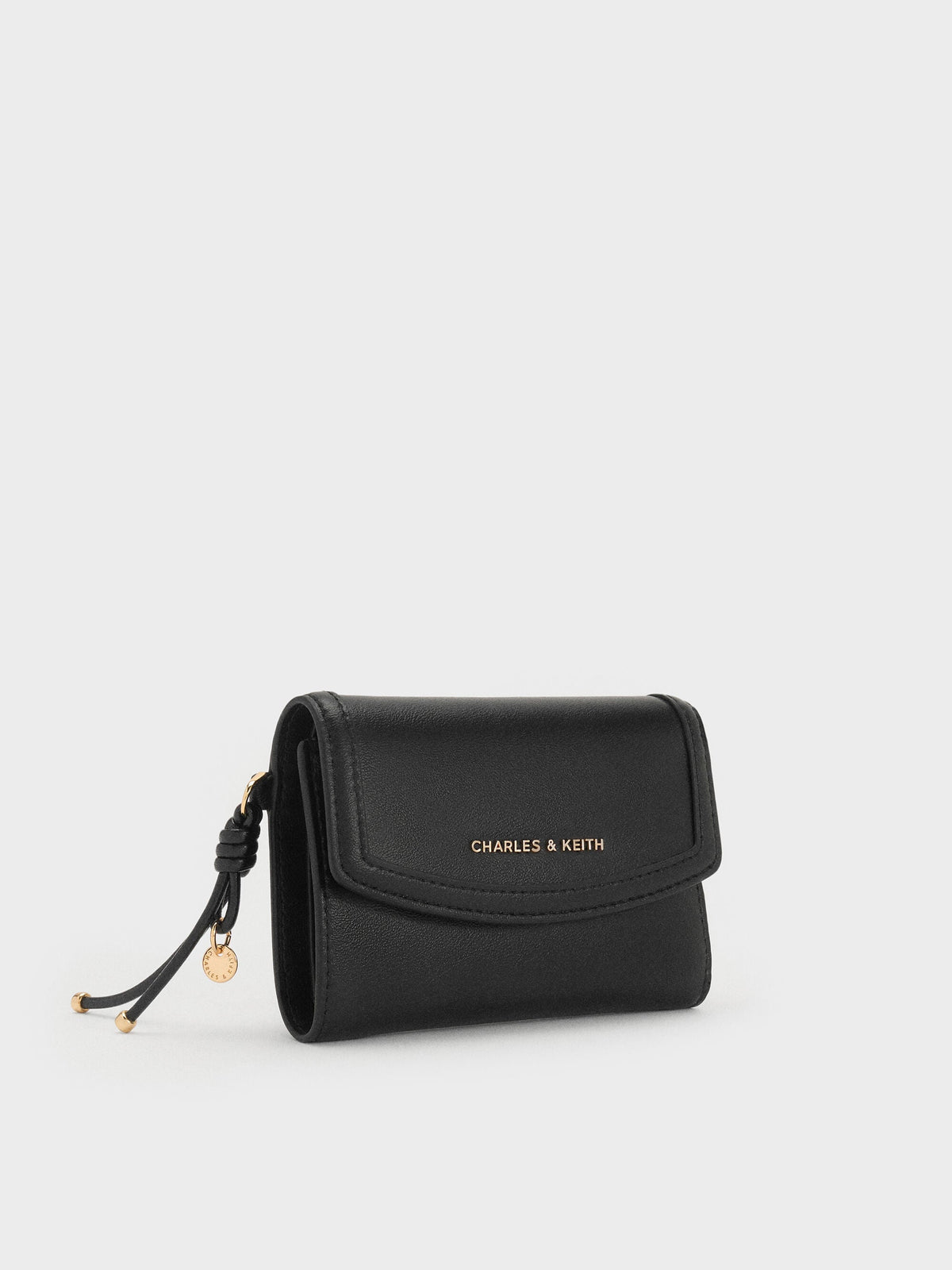 CHARLES & KEITH New / Haylen Front-Flap Small Wallet - Black