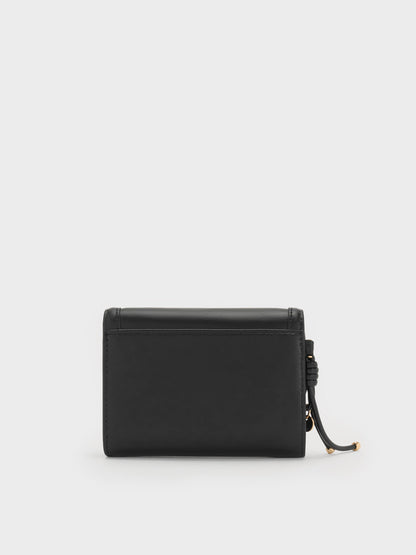 CHARLES & KEITH New / Haylen Front-Flap Small Wallet - Black