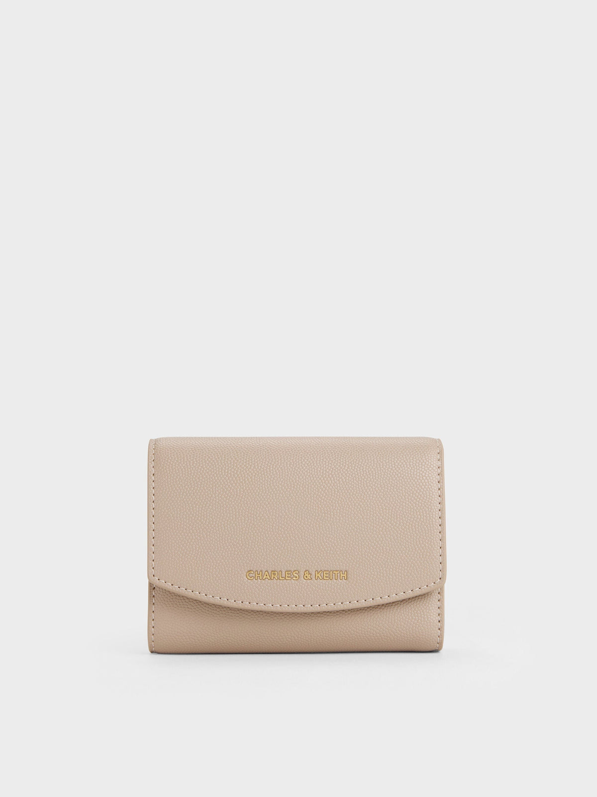 CHARLES & KEITH Best Seller / Briony Curved Flap Wallet - Taupe