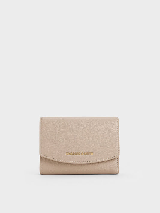 CHARLES & KEITH Best Seller / Briony Curved Flap Wallet - Taupe