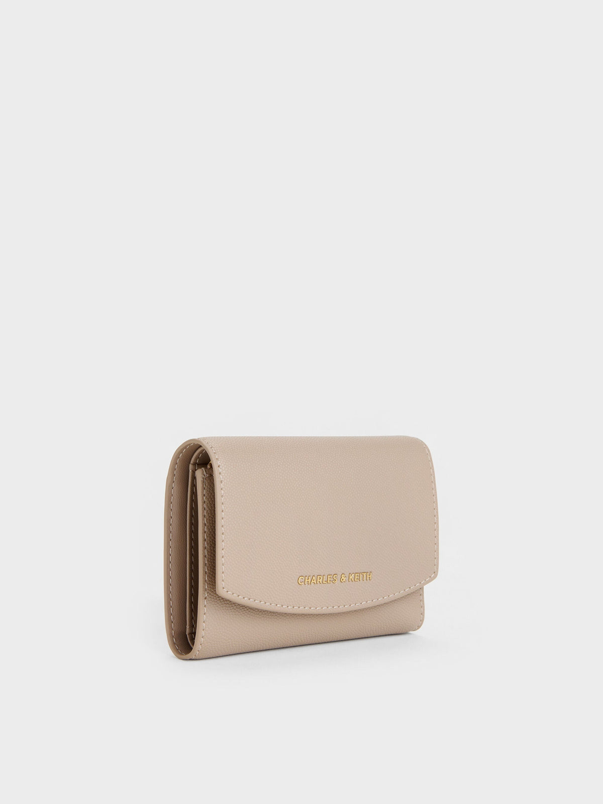 CHARLES & KEITH Best Seller / Briony Curved Flap Wallet - Taupe