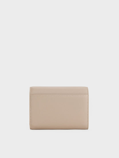 CHARLES & KEITH Best Seller / Briony Curved Flap Wallet - Taupe