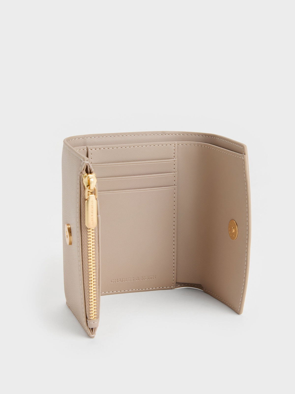 CHARLES & KEITH Best Seller / Briony Curved Flap Wallet - Taupe
