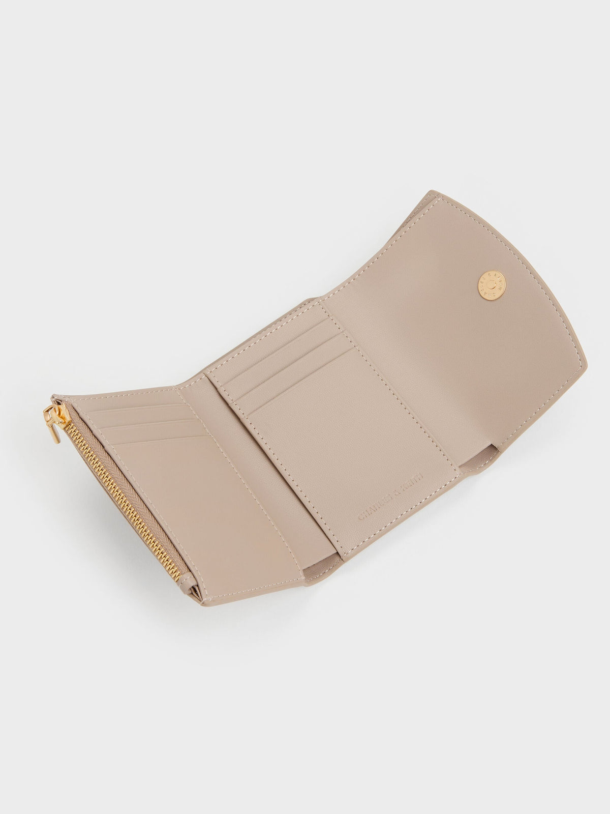 CHARLES & KEITH Best Seller / Briony Curved Flap Wallet - Taupe