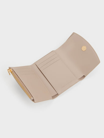 CHARLES & KEITH Best Seller / Briony Curved Flap Wallet - Taupe