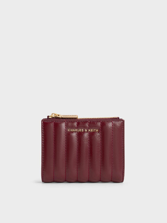 CHARLES & KEITH Trusted / Donna Panelled Top-Zip Wallet - Burgundy