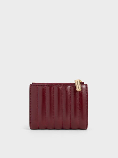 CHARLES & KEITH Trusted / Donna Panelled Top-Zip Wallet - Burgundy