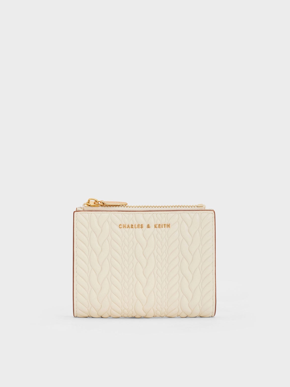 CHARLES & KEITH Top Pick / Apolline Textured Top-Zip Wallet - Cream