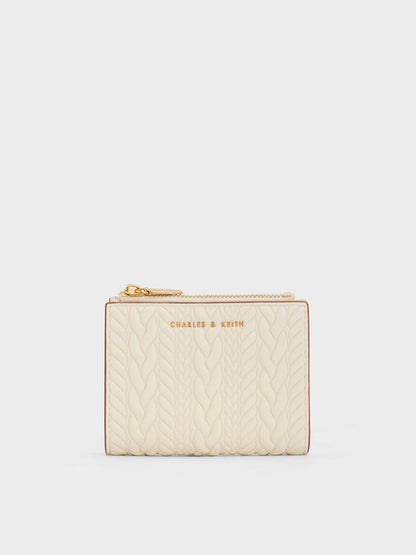 CHARLES & KEITH Top Pick / Apolline Textured Top-Zip Wallet - Cream