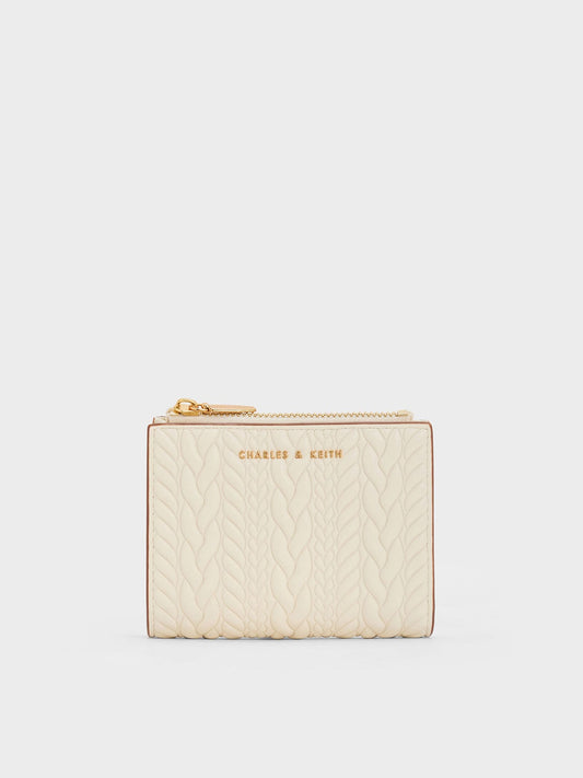 CHARLES & KEITH Top Pick / Apolline Textured Top-Zip Wallet - Cream