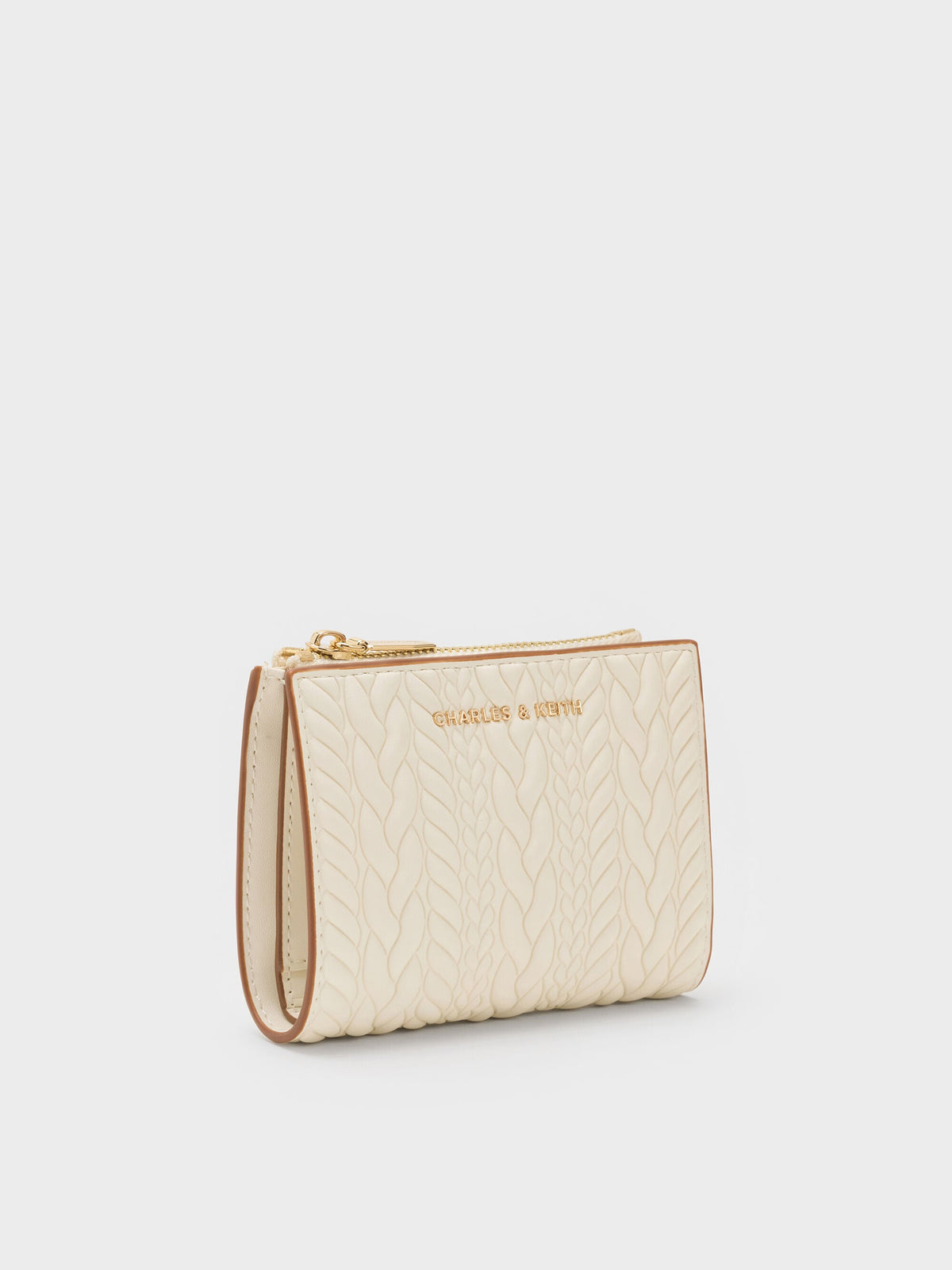 CHARLES & KEITH Top Pick / Apolline Textured Top-Zip Wallet - Cream