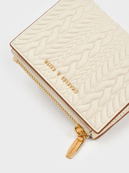 CHARLES & KEITH Top Pick / Apolline Textured Top-Zip Wallet - Cream