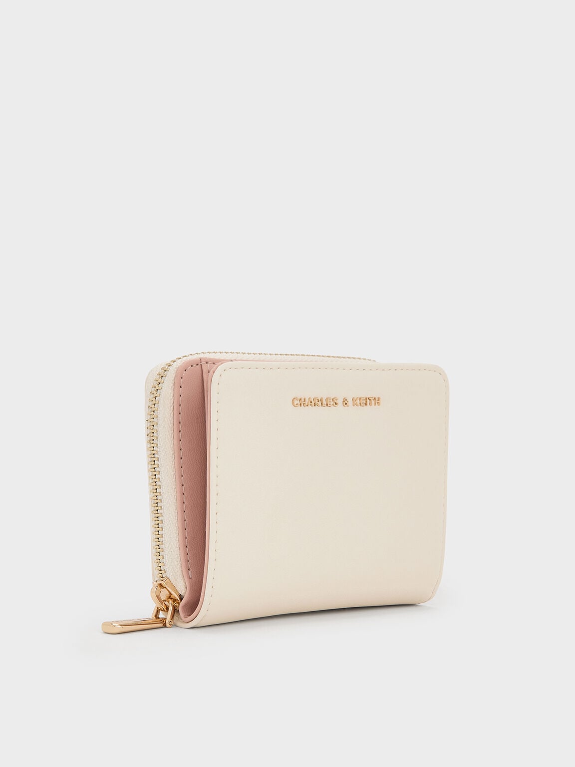 CHARLES & KEITH Popular / Finley Zip-Around Small Wallet - Cream