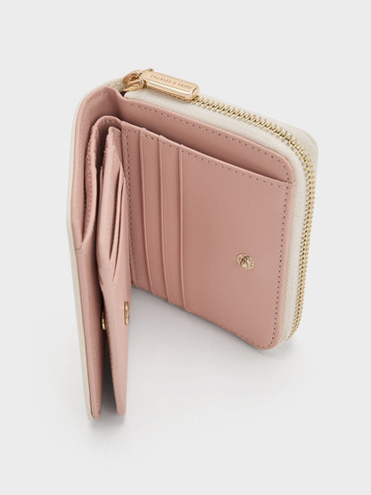 CHARLES & KEITH Popular / Finley Zip-Around Small Wallet - Cream