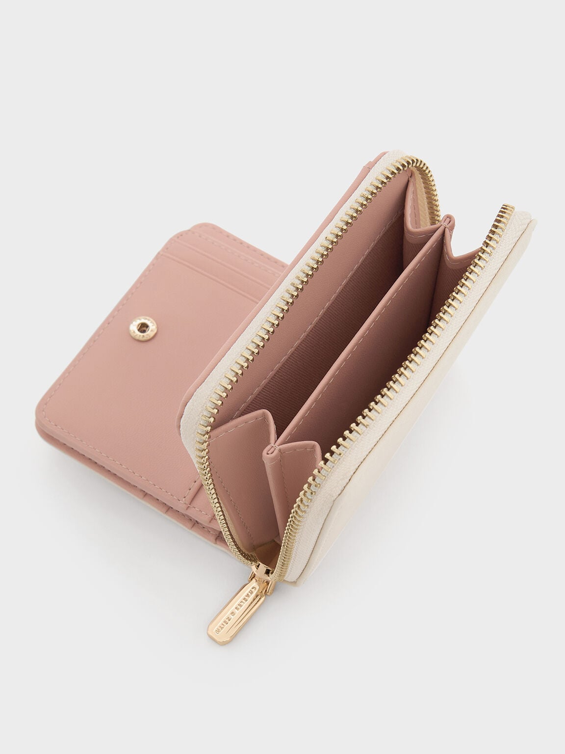 CHARLES & KEITH Popular / Finley Zip-Around Small Wallet - Cream